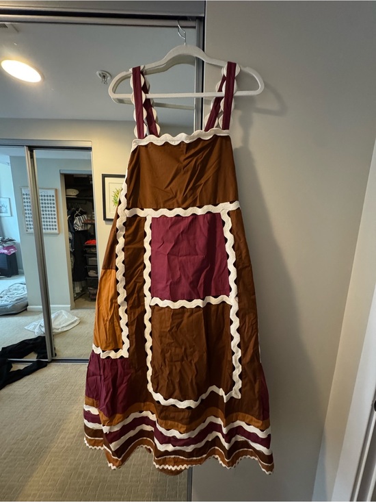 Sezane Dresses & Skirts - Sezane Jackson Dress Brown and Burgundy Patchwork